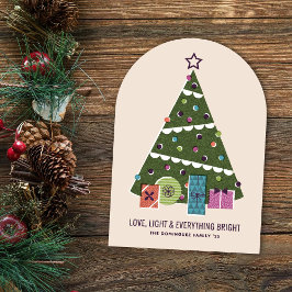 Invitación Retro Vintage Christmas Tree Presents Holiday Card