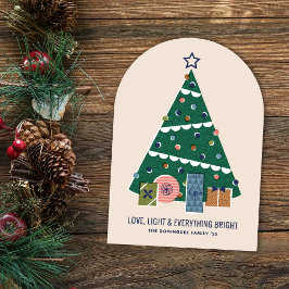 Invitación Retro Vintage Christmas Tree Presents Holiday Card