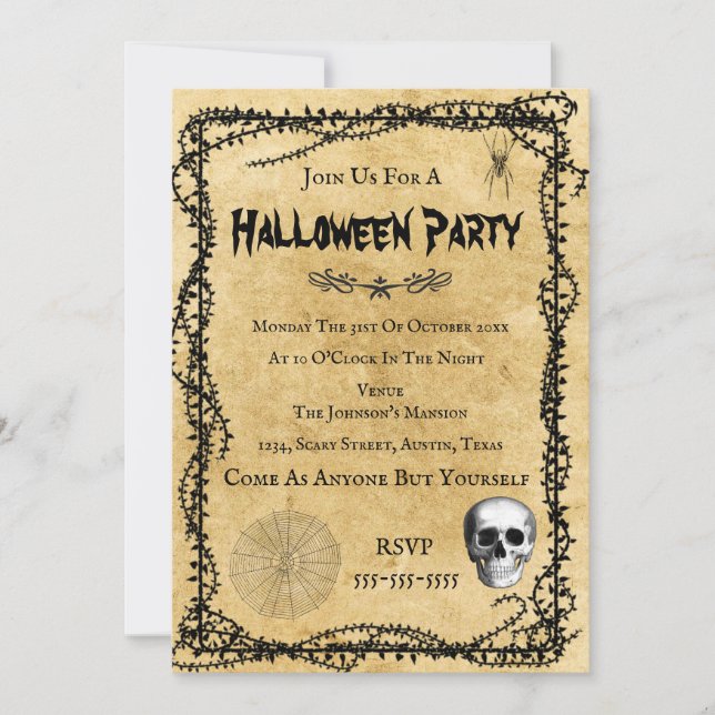 Invitación Retro Vintage Halloween Party Invitation Card (Anverso)