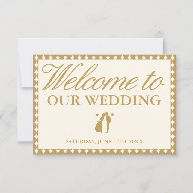 Invitación Retro Vintage Ivory Wedding Welcome Card (Anverso)