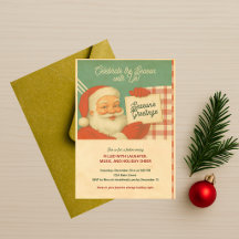 Retro Vintage Santa Claus Christmas Party & Card