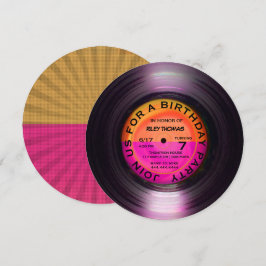 Invitación Retro Vinyl Álbum Disco Estilo Fiesta de cumpleaño