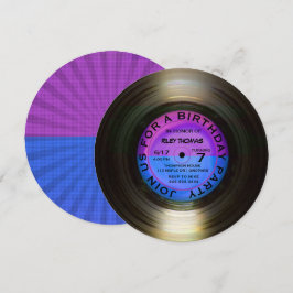 Invitación Retro Vinyl Álbum Disco Estilo Fiesta de cumpleaño