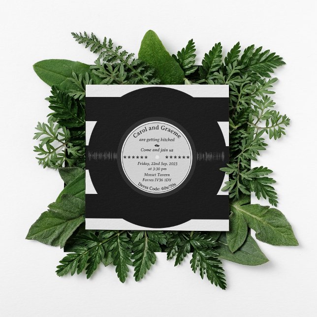 Invitación Retro Vinyl Record Boda de Moda elegante (Subido por el creador)