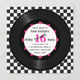 Invitación Rétro Vinyl Record l Dulce moderno 16 B'day