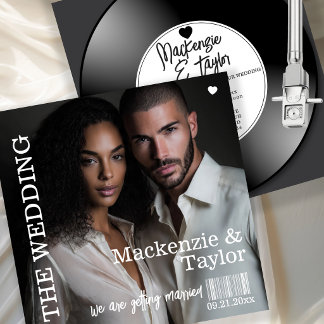 Invitación Retro Vinyl Record Photo Cover Wedding