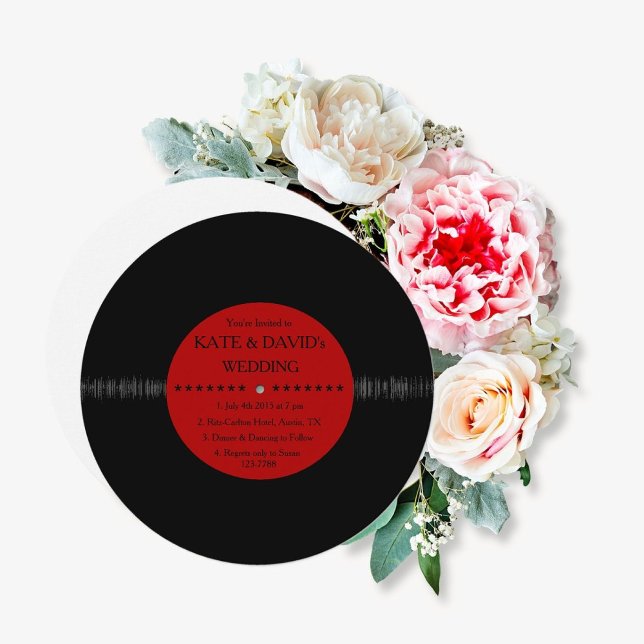 Invitación Rétro Vinyl Résidence invita a la boda moderna (Subido por el creador)