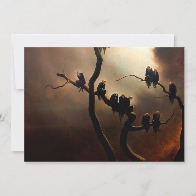 Invitación Retro vivo - Fantasma en un árbol (Anverso)