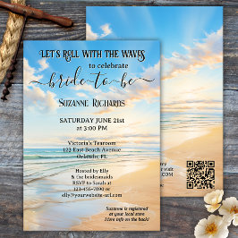 Invitación Retro Watercolor Beach Bridal Shower