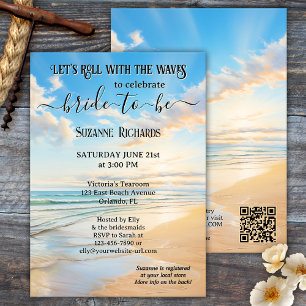Invitación Retro Watercolor Beach Bridal Shower