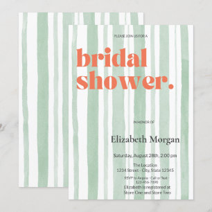 Invitación Retro Watercolor Green Stripes Bripes Brillante