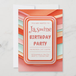 Invitación Retro Wavy Gummy Abstract Frame Birthday