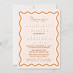 Invitación Retro Wavy Terracotta Foto Ensayo Cena