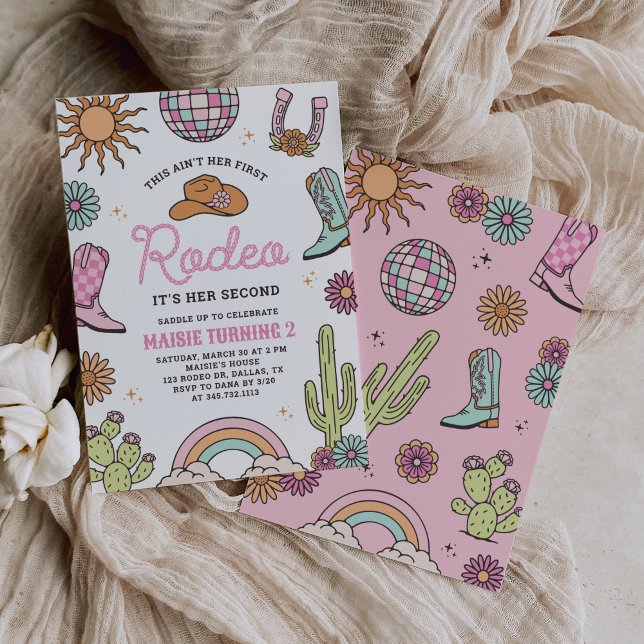 Invitación Retro Western Girl Second Rodeo Birthday (Subido por el creador)