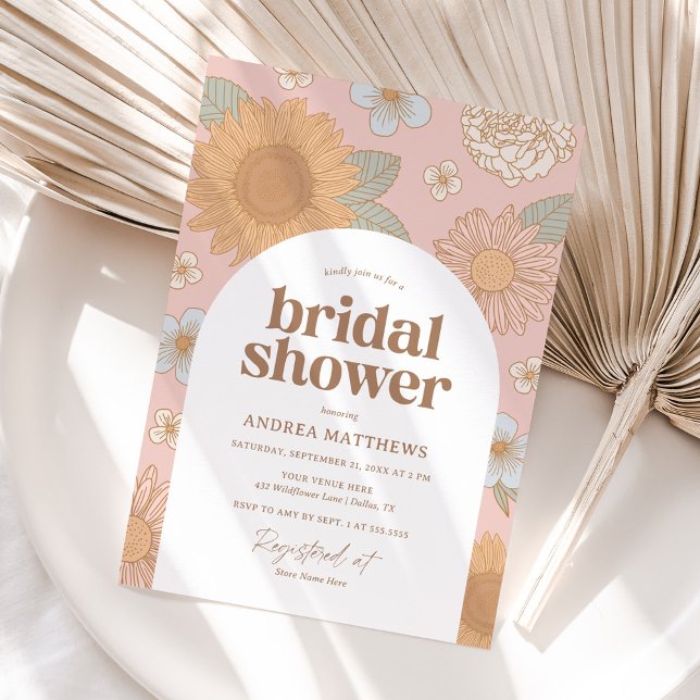 Invitación Retro Wildflower Bridal (Subido por el creador)