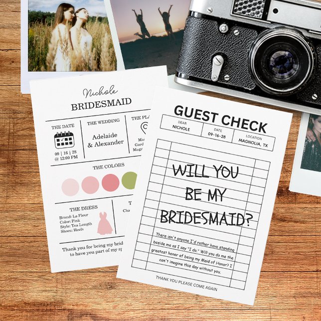 Invitación Retro Will You Be My Bridesmaid Proposal Card (Subido por el creador)