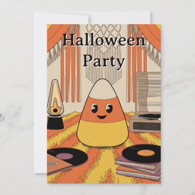 Invitación Retro y Divertida a una Fiesta de Hallo (Anverso)