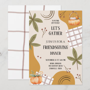 Invitación reunámonos Potluck de friendsgiving