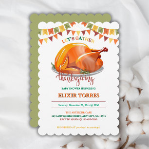 Invitación Reunamos el Baby Shower de la fiesta de Acción de 