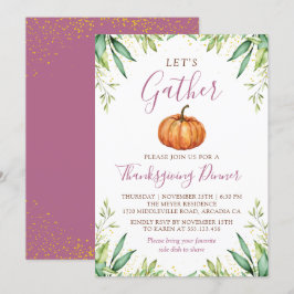 Invitación Reunamos la calabaza de otoño de la cena de Acción