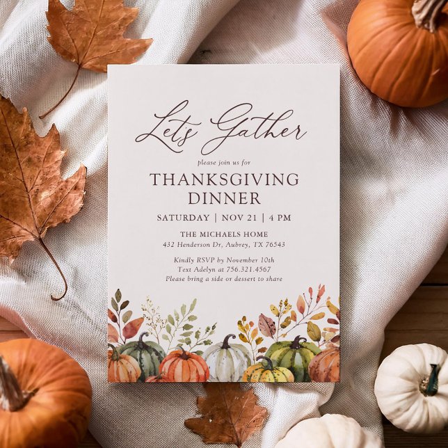 Invitación Reunamos la cena de Acción de Gracias de Calabaza (Subido por el creador)