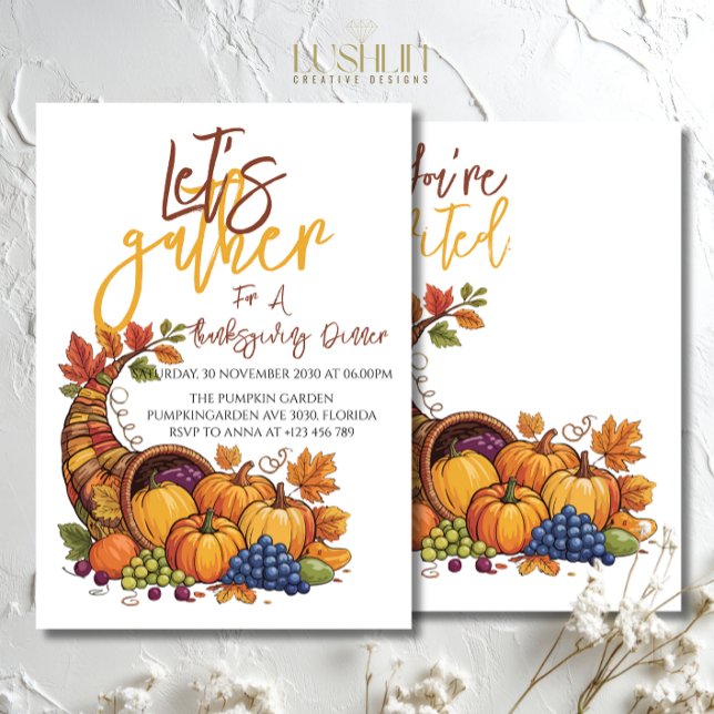 Invitación Reunamos la cosecha de la cena de Acción de Gracia (Subido por el creador)