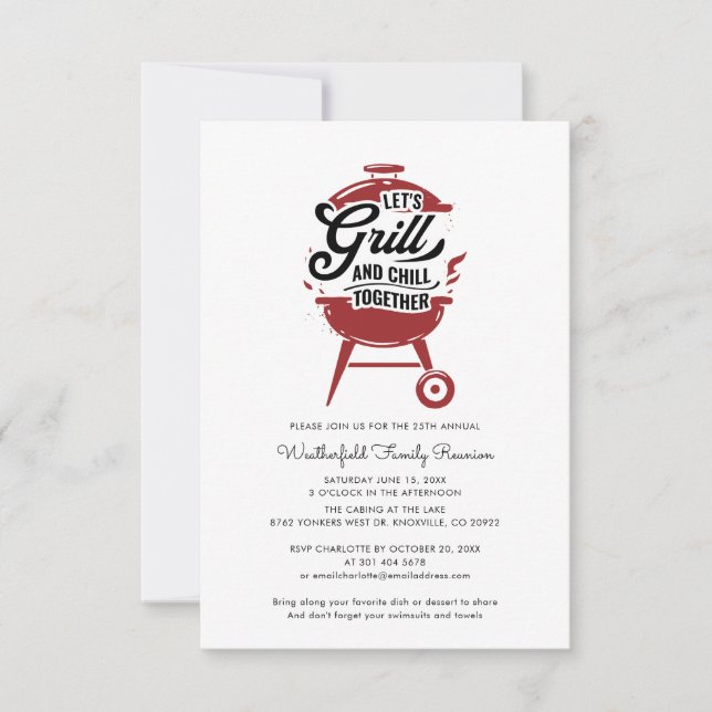 Invitación Reunión anual de la familia Plaid Barbacoa de vera (Anverso)