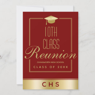 Invitación Reunión de 10ª clase de elegante marrón dorado con