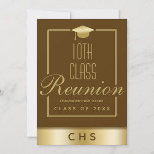 Invitación Reunión de 10º grado de elegante escritura en marr