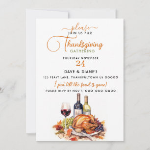 Invitación Reunión de Acción de Gracias de Vino y Turquía