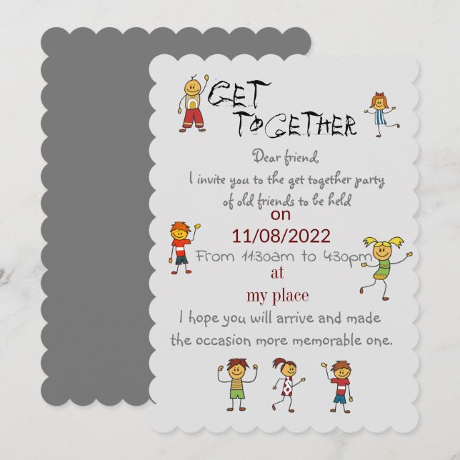 Invitación Reunión de amigos (Anverso / Reverso)