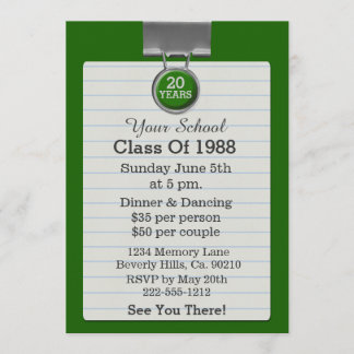 Invitación Reunión de antiguos alumnos del verde del papel de