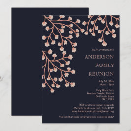 Invitación Reunión de árbol de familia con flores de cerezo