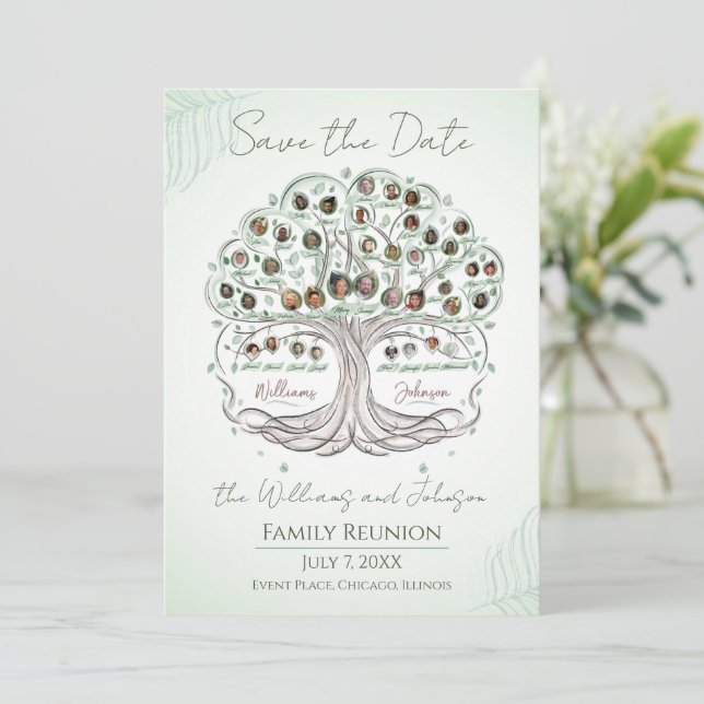 Invitación Reunión De Árboles Familiares Guardar La Invitació (Anverso de pie)