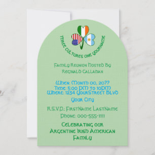 Invitación Reunión de banderas de Argentina, Irlanda y EE. UU