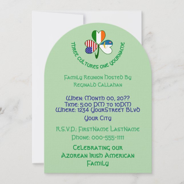 Invitación Reunión de banderas de Azores, Irlanda, EE. UU. Tr (Anverso)