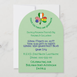 Invitación Reunión de banderas de Bolivia, Irlanda, EE. UU. T