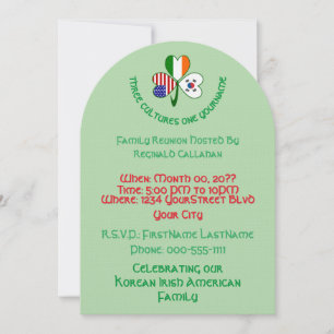 Invitación Reunión de banderas de Corea, Irlanda y EE. UU. de