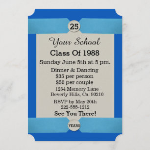 Invitación Reunión De Clase Azul Y Blanca