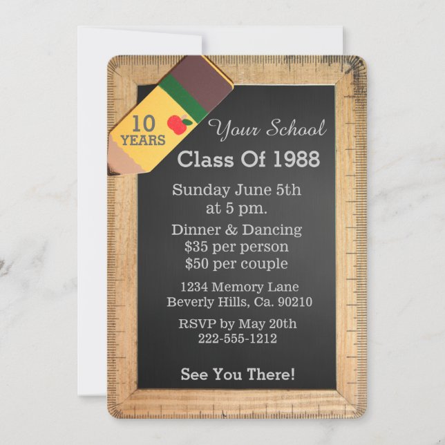 Invitación Reunión de clase Chalkboard (Anverso)