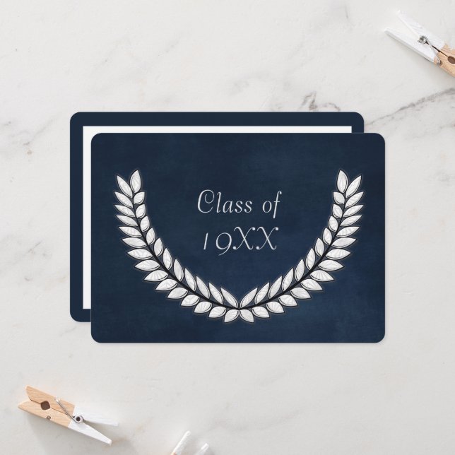 Invitación Reunión de clase con Laural plateado (Anverso/Reverso In Situ)