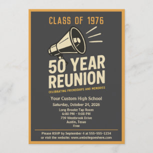 Invitación Reunión de Clase de 50 Años al Estilo Retro Pep Ra