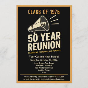 Invitación Reunión de Clase de 50 Años al Estilo Retro Pep Ra