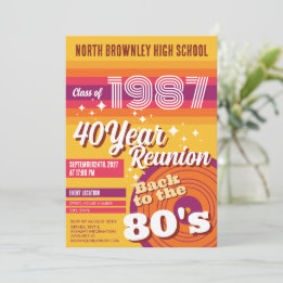 Invitación Reunión de clase de escuela pop retro