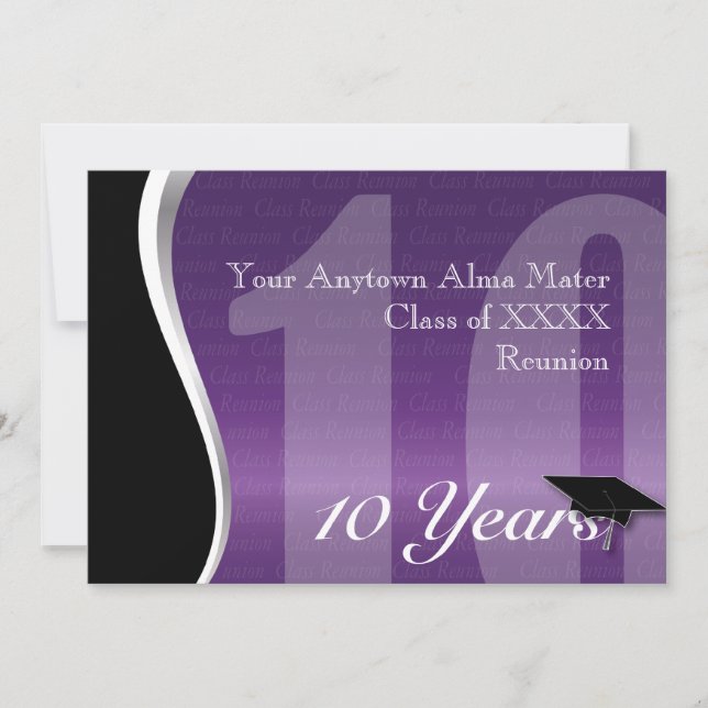 Invitación Reunión de clase de Personalizable de 10 años (Anverso)