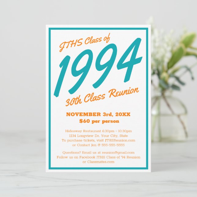 Invitación Reunión de clase de secundaria simple de personali (Anverso de pie)