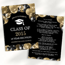 Invitación Reunión de Clase Moderna Negro Oro
