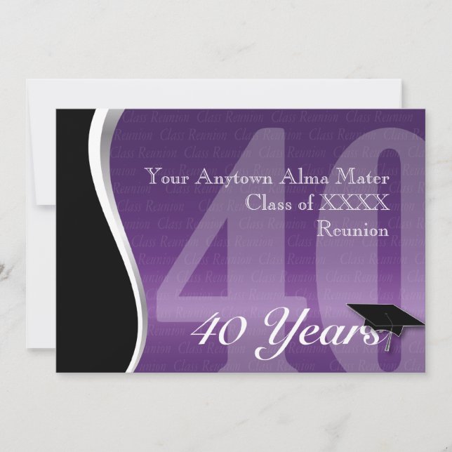 Invitación Reunión de clase Personalizable de 40 años (Anverso)