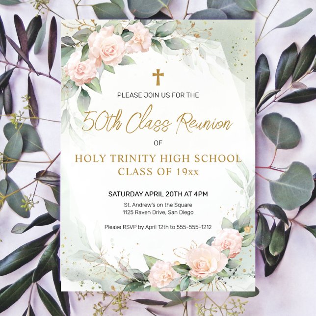 Invitación Reunión de Clase Religiosa de Flores de Acuarela R (Subido por el creador)
