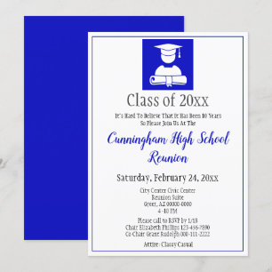 Invitación Reunión de clase secundaria azul blanca minimalist